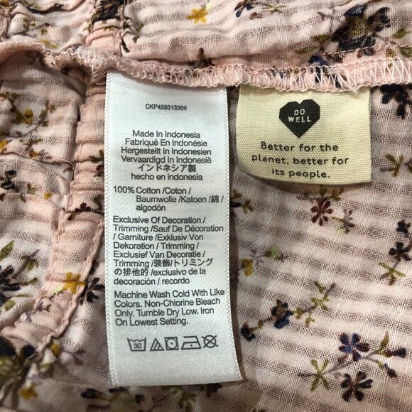 Madewell Pink Floral Smocked Peplum 100% Cotton Long Sleeve Blouse Size M - Picture 6 of 10